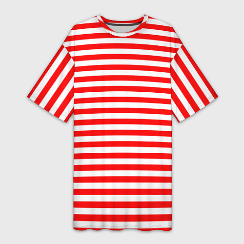 Женская длинная футболка Ярко красные полосы / 3D-принт – фото 1