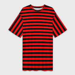 Женская длинная футболка Черно-красные полосы
