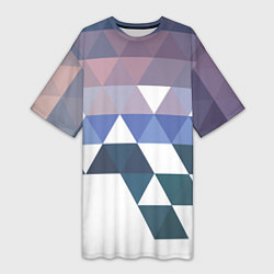 Футболка женская длинная Абстрактные разноцветные треугольники в паттерне, цвет: 3D-принт