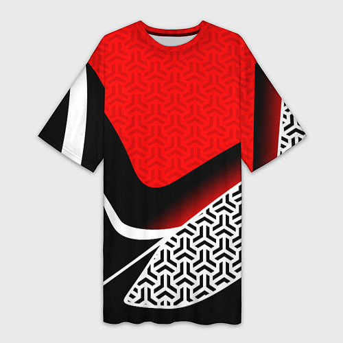 Женская длинная футболка Геометрическая униформа - красная / 3D-принт – фото 1