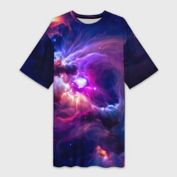 Женская длинная футболка Небула в космосе в фиолетовых тонах - нейронная се