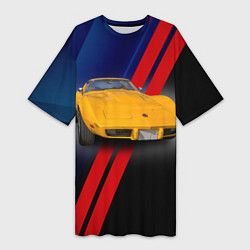 Женская длинная футболка Классический спорткар Chevrolet Corvette Stingray