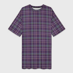 Женская длинная футболка Джентльмены Шотландка темно-фиолетовая
