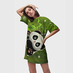Футболка женская длинная Панда на дереве отдыхает, цвет: 3D-принт — фото 2