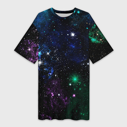 Женская длинная футболка Космос Звёздное небо / 3D-принт – фото 1