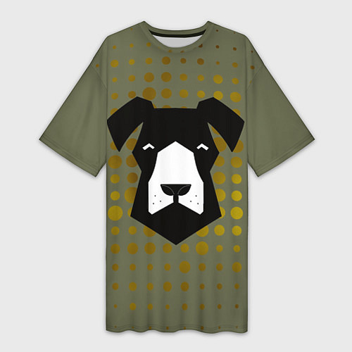 Женская длинная футболка Сторожевой черный пёс / 3D-принт – фото 1