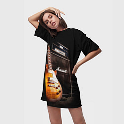 Футболка женская длинная Рокерская гитара, цвет: 3D-принт — фото 2