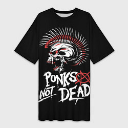 Футболка женская длинная Punks not dead - анархия, цвет: 3D-принт