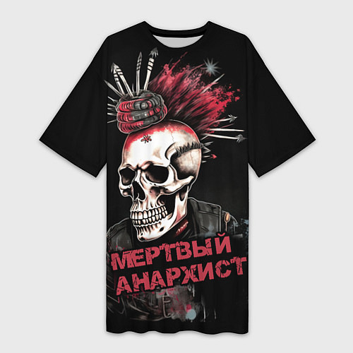 Женская длинная футболка Мертвый анархист череп / 3D-принт – фото 1