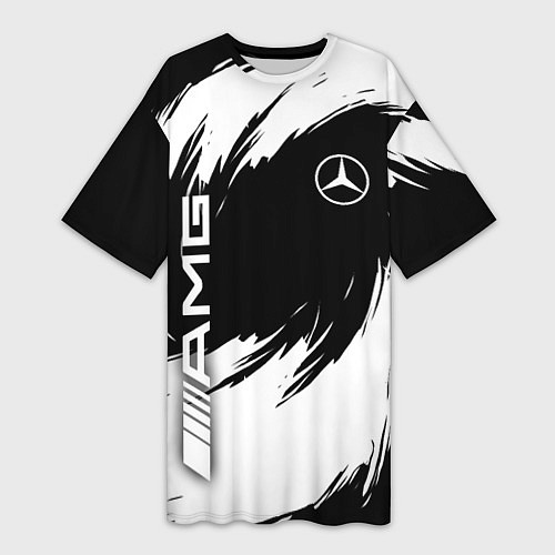 Женская длинная футболка Mercedes benz - white color / 3D-принт – фото 1