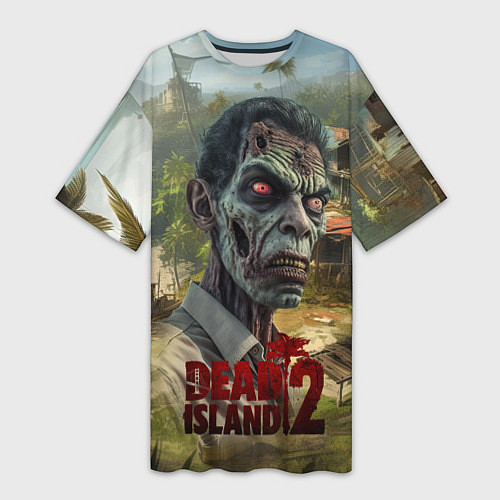 Женская длинная футболка Zombie dead island 2 / 3D-принт – фото 1