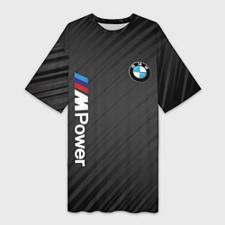 Футболка женская длинная BMW power m, цвет: 3D-принт