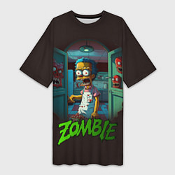 Женская длинная футболка Гомер зомби