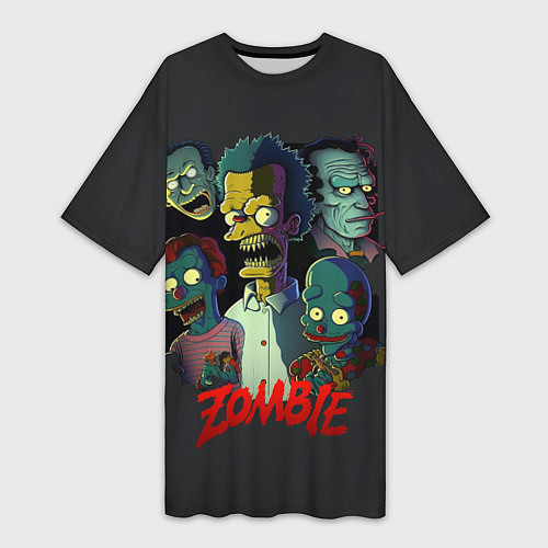 Женская длинная футболка Simpsons zombie / 3D-принт – фото 1