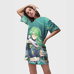 Футболка женская длинная Baizhu Genshin Impact, цвет: 3D-принт — фото 2