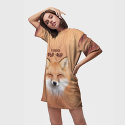 Футболка женская длинная Лиса фырчит, цвет: 3D-принт — фото 2