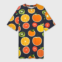 Женская длинная футболка Фрукты и ягоды