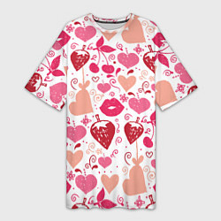 Женская длинная футболка Клубничная любовь