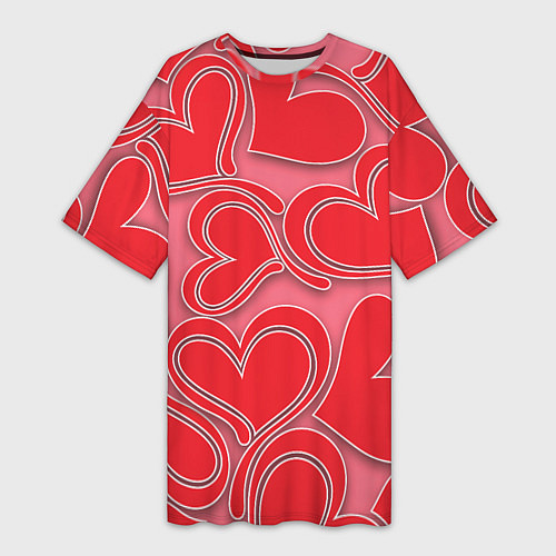 Женская длинная футболка Love hearts / 3D-принт – фото 1
