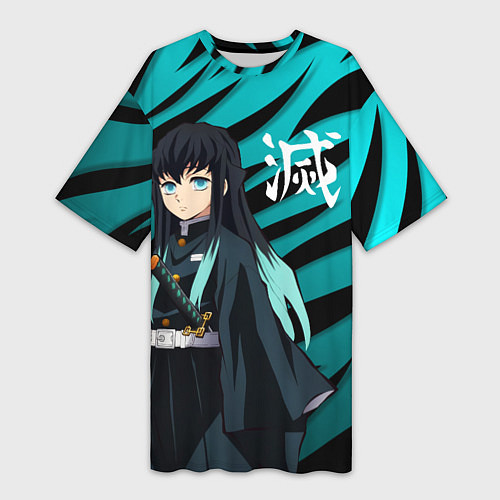 Женская длинная футболка Хаширо Токито - клинок рассекающий демонов / 3D-принт – фото 1