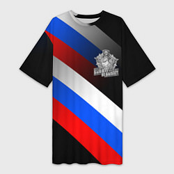 Футболка женская длинная Пограничные войска - флаг РФ, цвет: 3D-принт