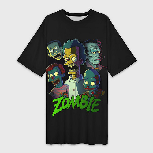 Женская длинная футболка Zombie Simpsons / 3D-принт – фото 1