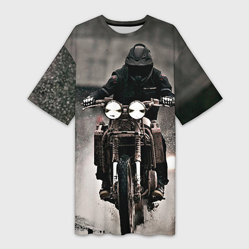 Женская длинная футболка Мотоцикл в дождь / 3D-принт – фото 1
