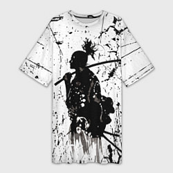 Футболка женская длинная Самурай - древний воин, цвет: 3D-принт