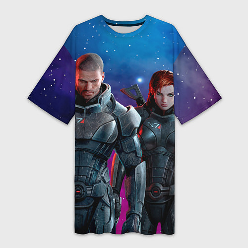 Женская длинная футболка Mass Effect N7 space / 3D-принт – фото 1