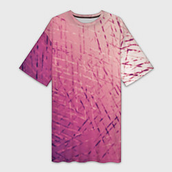 Футболка женская длинная Абстракция розовый полосы градиент, цвет: 3D-принт
