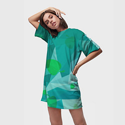 Футболка женская длинная Листочки и треугольники, цвет: 3D-принт — фото 2