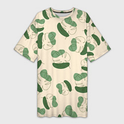 Футболка женская длинная Монстера абстракция, цвет: 3D-принт