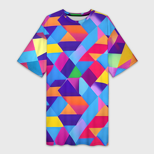 Женская длинная футболка Геометрическая абстракция красок / 3D-принт – фото 1