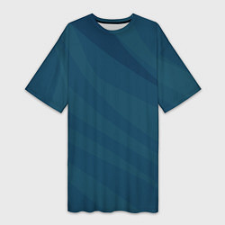 Женская длинная футболка Сине-зеленый плавные полосы