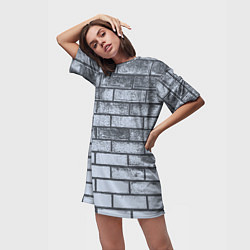 Футболка женская длинная Grey wall, цвет: 3D-принт — фото 2