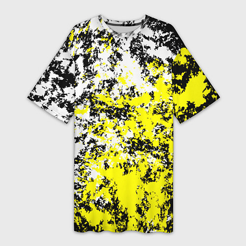Женская длинная футболка Белая и жёлтая краска / 3D-принт – фото 1