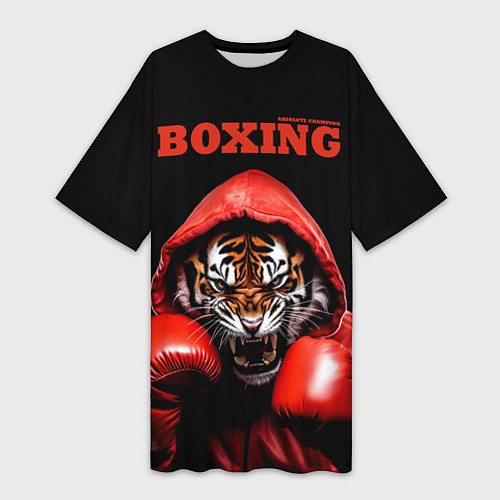 Женская длинная футболка Boxing tiger / 3D-принт – фото 1