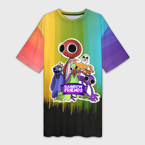 Женская длинная футболка Компания радужных друзей / 3D-принт – фото 1