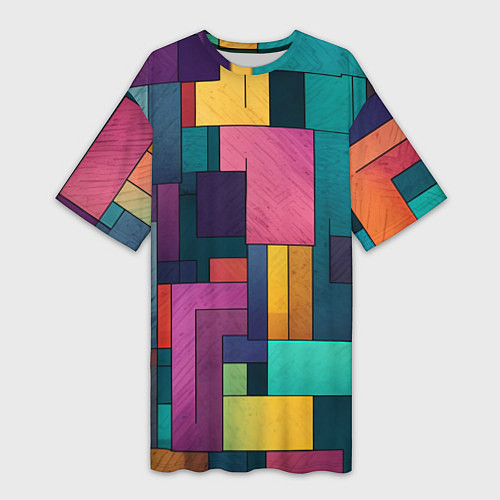 Женская длинная футболка Современные геометрические фигуры / 3D-принт – фото 1