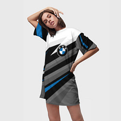 Футболка женская длинная БМВ - спортивная униформа, цвет: 3D-принт — фото 2