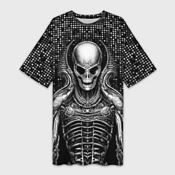 Женская длинная футболка Скелет пришельца