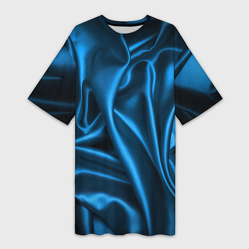 Женская длинная футболка Синий шёлк / 3D-принт – фото 1