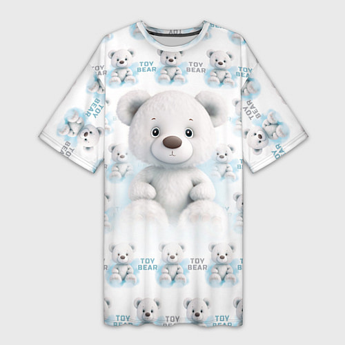 Женская длинная футболка Плюшевый белый медведь / 3D-принт – фото 1