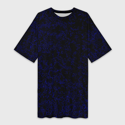 Женская длинная футболка Абстракция черно-синий туманность / 3D-принт – фото 1