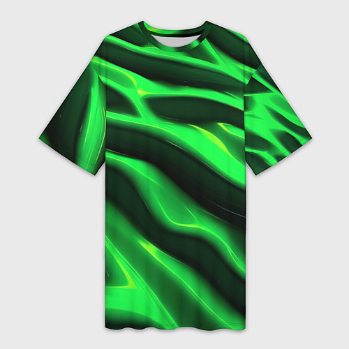 Женская длинная футболка Зелено-черный абстрактный фон / 3D-принт – фото 1