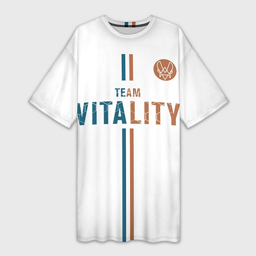 Женская длинная футболка Форма Team Vitality white / 3D-принт – фото 1