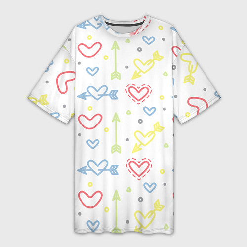 Женская длинная футболка Color hearts / 3D-принт – фото 1