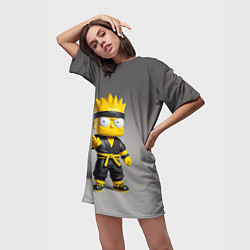 Футболка женская длинная Bart Simpson - ninja - Japan, цвет: 3D-принт — фото 2