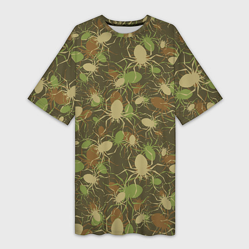 Женская длинная футболка Камуфляж из пауков / 3D-принт – фото 1