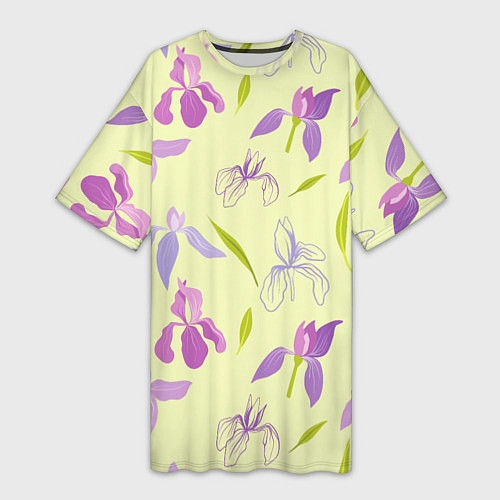 Женская длинная футболка Фиолетовые лилии / 3D-принт – фото 1